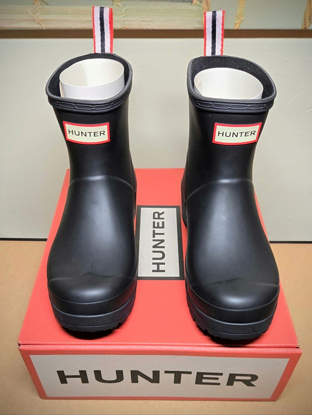 NEW $150 Hunter Women's 8 Play Short Boot Rubber Waterproof Rain Wellies Black